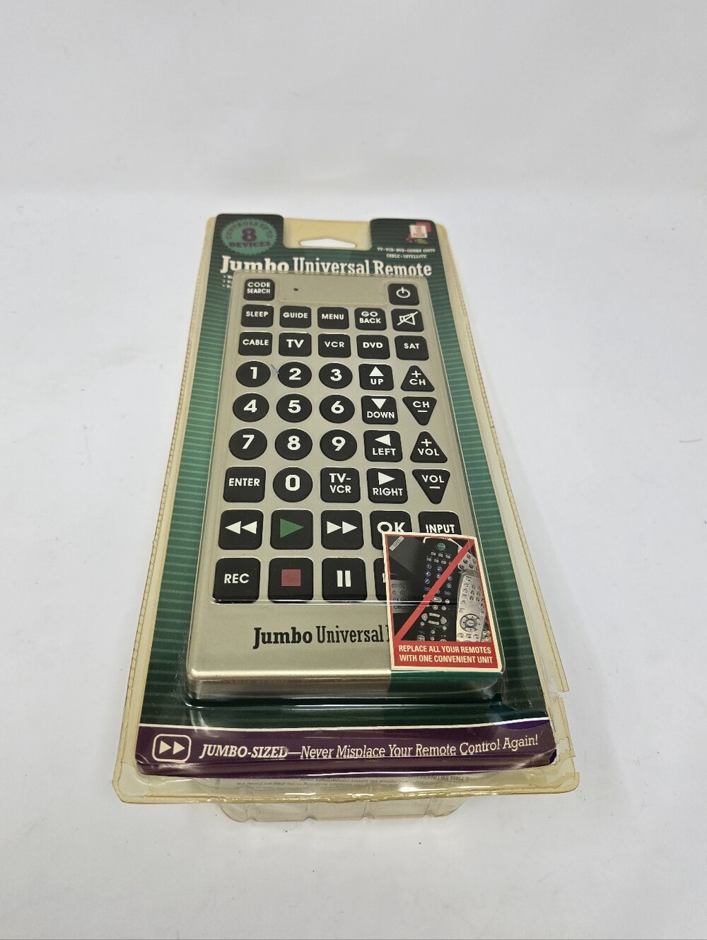 New Jumbo Universal Remote 2007 Can You Imagine Controls Up to 8 Devices